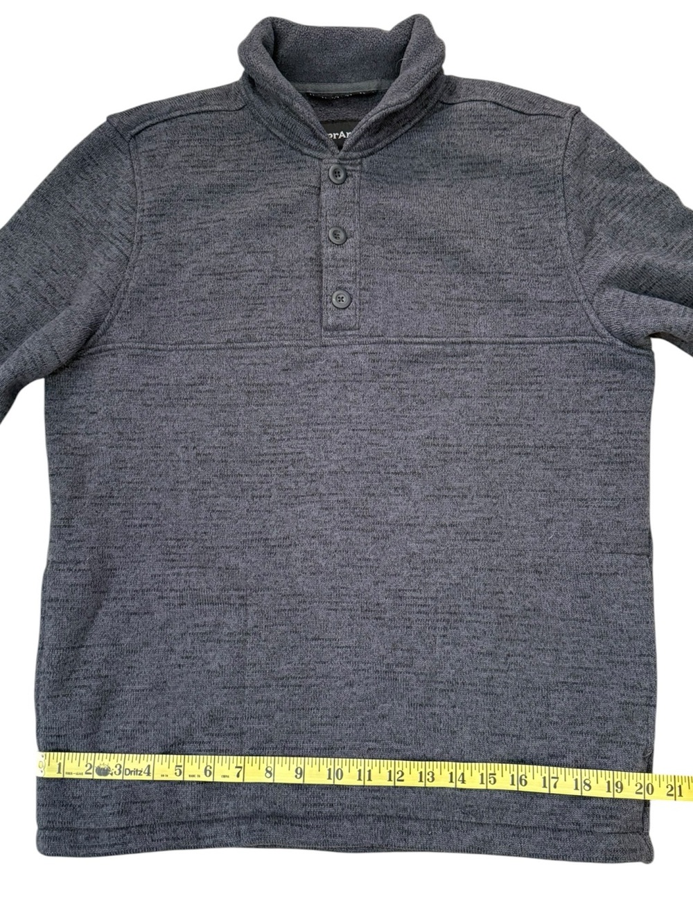prAna Polartec Tri Thermal Threads Henley Large Charcoal Gray Pullover Outdoor - Picture 9 of 13
